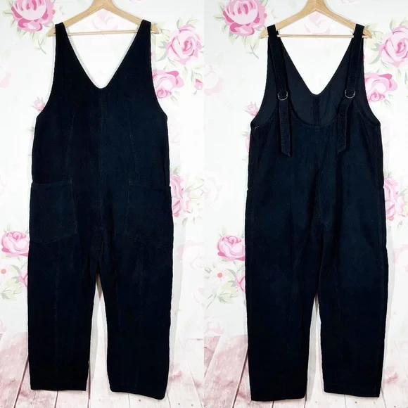 NEW Free People We The Free High Roller Cord Black Jumpsuit XL - Picture 1 of 13